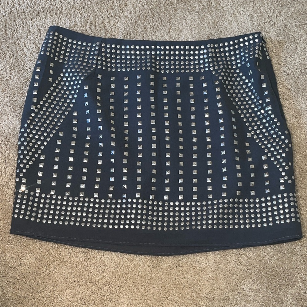 Susana Monaco Gray Mini Skirt with Silver Accents